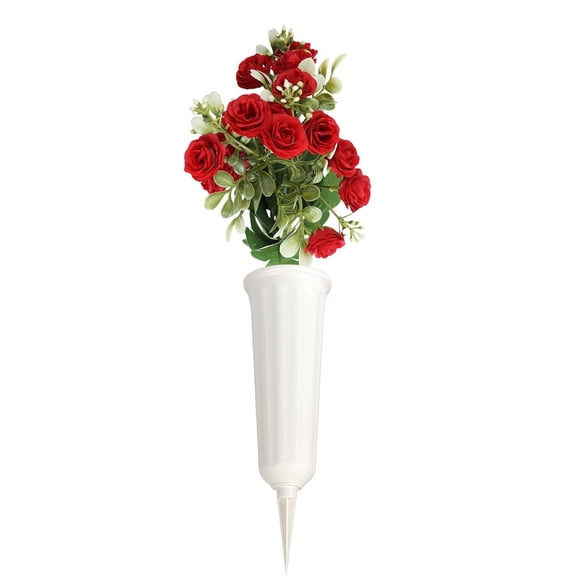 Artificial Cemetery Flowers, Binkne Silk Memorial Day Rose Flowers Bouquet, Outdoor Grave Flowers for Grave Vase Cemetery Graveyard Headstones