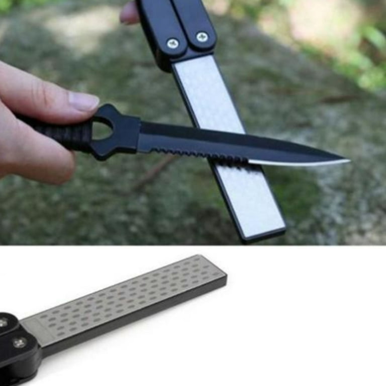 Yesbay Double Sided Portable Folding Pocket Knife Sharpening Whetstone Sharpener  Tool-Random 