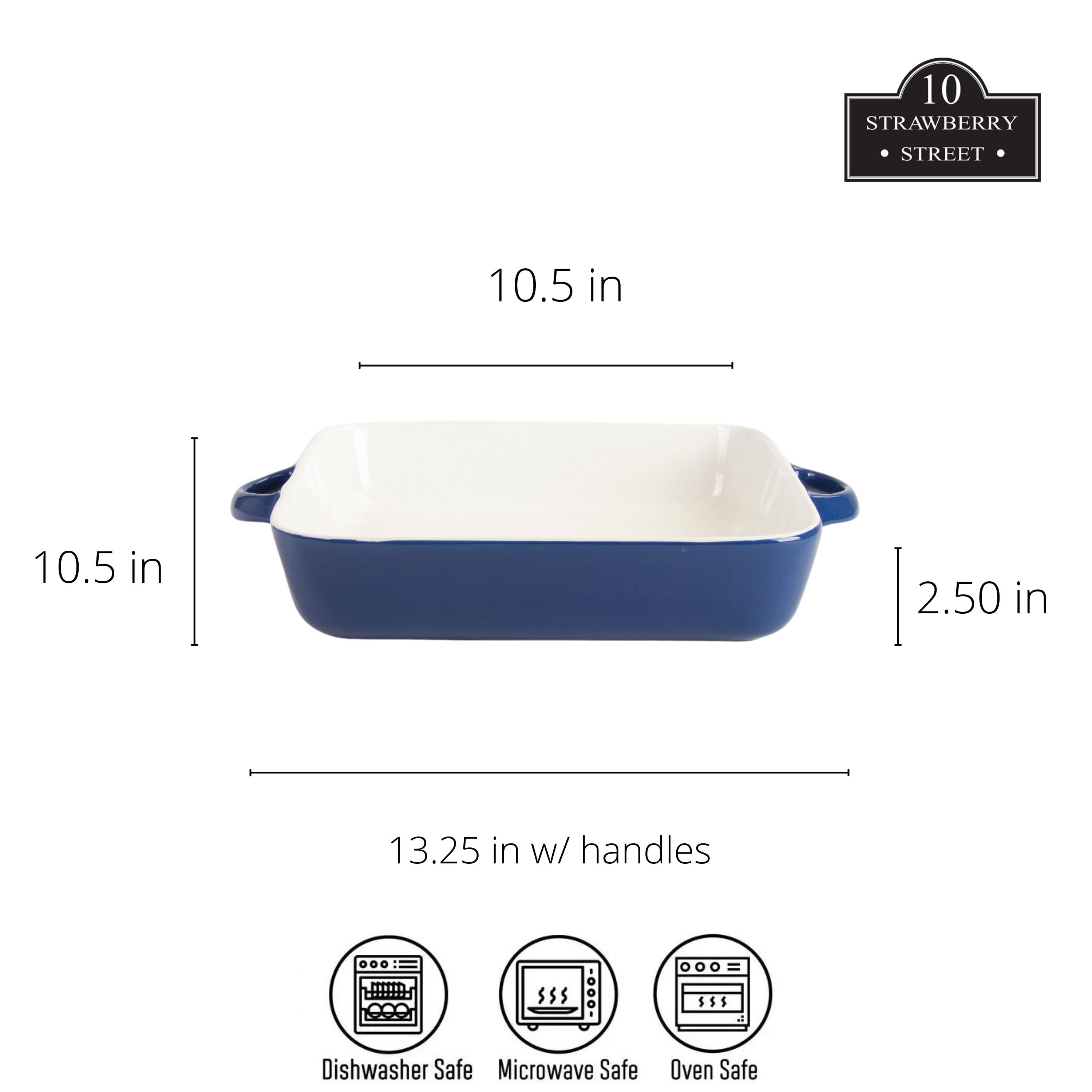 10 Strawberry Street Sienna Square 10" and 8" Stoneware Bakeware Set of 2, Blue