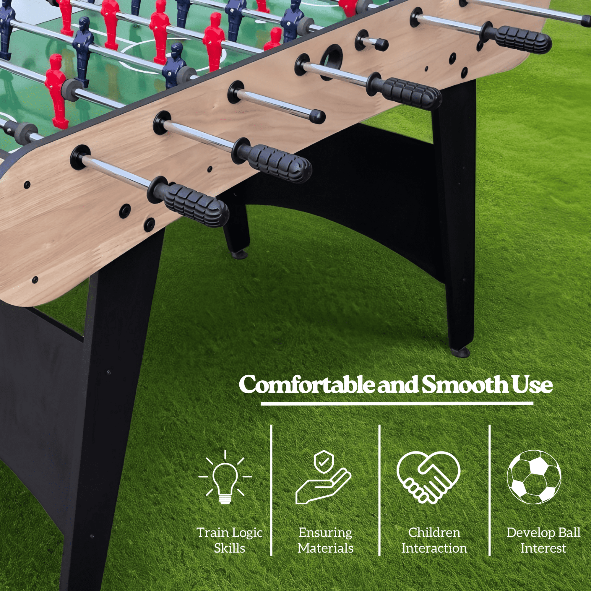 48in Foosball Table Game, Soccer Game at Home for Kids and Adults, Freestanding Footable Game Table