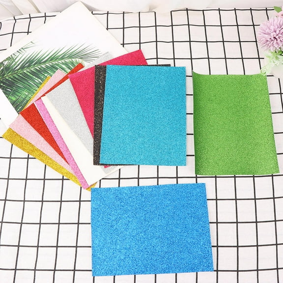 HEATSHAKING 11Pcs Diy Fabric Shiny Glitter Sequins Assorted Color Rectangular Pu Leather For Sewing Crafting 15x20Cm