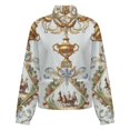thumbnail image 5 of Jackets for Women Winter Coat Jackets Flannel Stand Collar Jacket(Elegant Rococo Design Gold Ornate,Size:S-4XL), 5 of 7