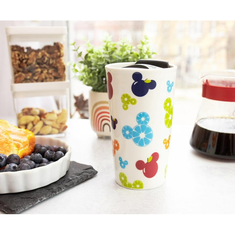 Disney Mickey Mouse Fresh Fruit Ceramic Travel Mug With Lid | Holds 10  Ounces