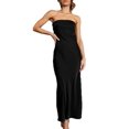 thumbnail image 1 of Vestido largo Realtix de seda satinada sin espalda para mujer, 1 of 6