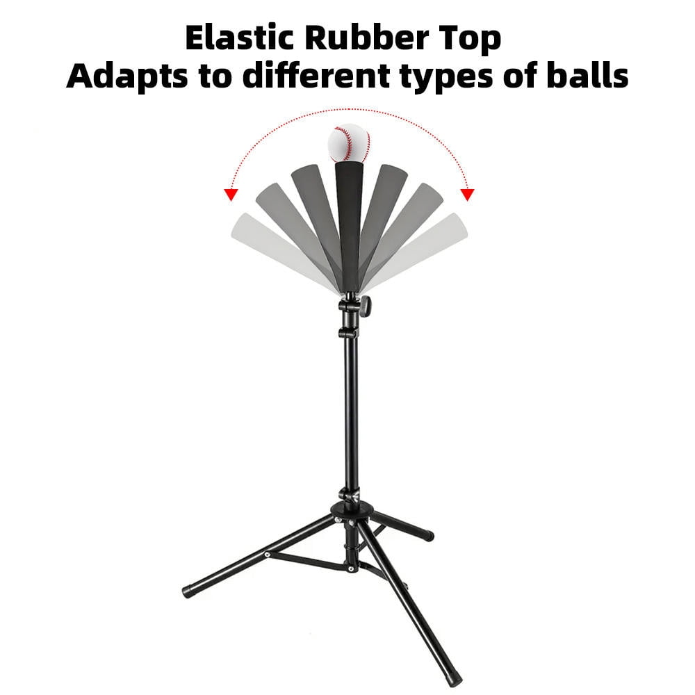 Suodoka Adjustable Baseball Hitting Tee – Elastic Rubber Top, Stable Triangle Base, Height 70‑118 cm, Portable for Kids & Adults