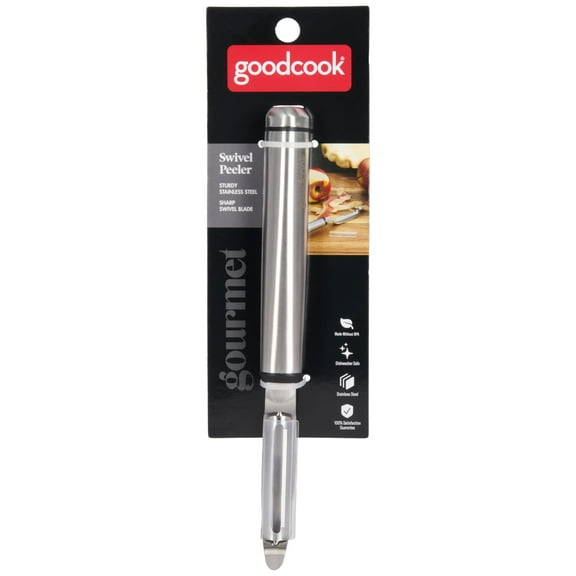 GoodCook Gourmet Swivel Peeler, Stainless Steel Built-In Potato Eye Remover With Protective Shield