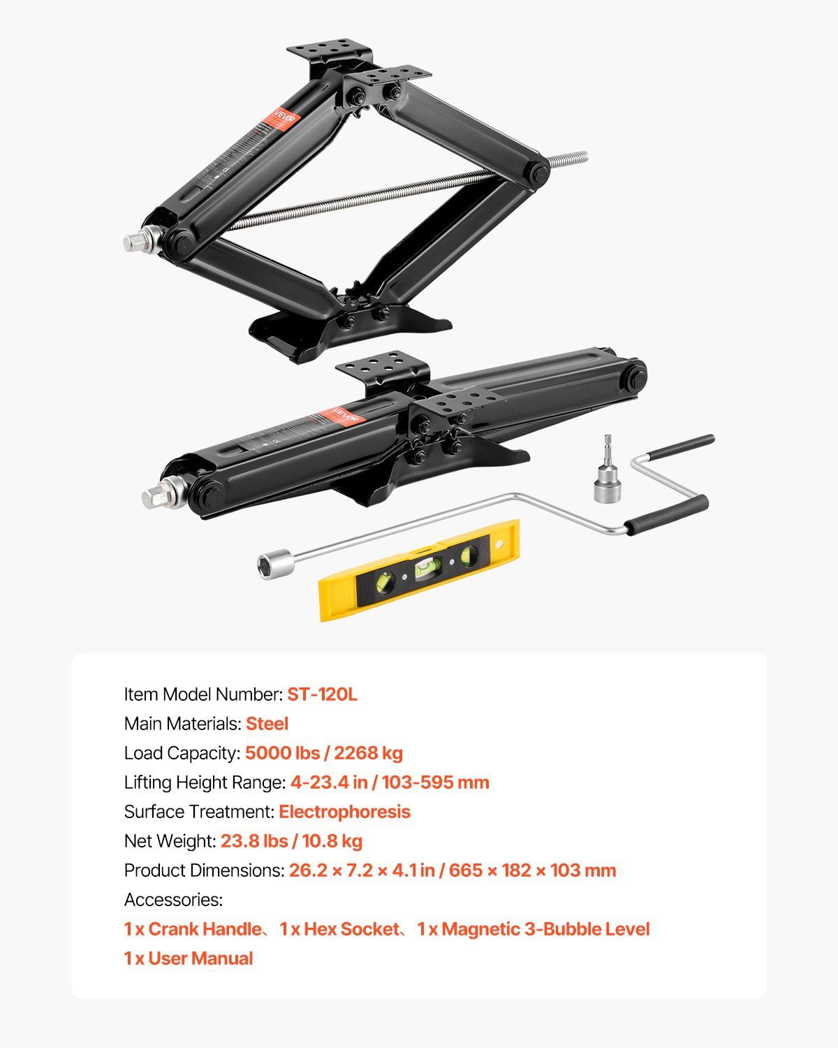 Heavy Duty RV Scissor Jacks Set of 2 - 5000 lbs Capacity 23.4 in Stabilizer Leveling Jack for Camper