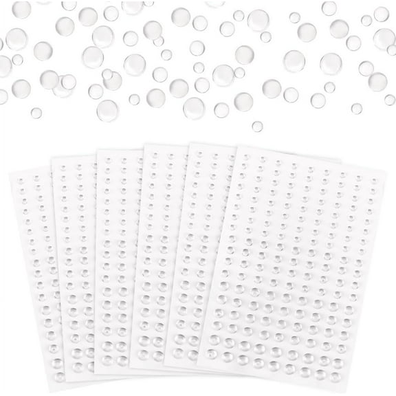 8sheets 8 Sheets Clear Dewdrop Self-Adhesive Round Clear Dew Drop Droplets Embellishments 3~6mm Eyes Body Face Jewelry Stickers Beads for DIY Scrapbooking Crafts Cell Phone Case Card Making