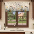 thumbnail image 6 of Spring Floral Curtain Valances for Windows, Kitchen Valance Window Treatments Panel 2 Pack, Beige Watercolor Botanical Rod Pocket Short Curtains for Bathroom Bedroom 54 x 18 Inch, 6 of 8