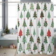 thumbnail image 2 of Shower Curtain 72"W x 78"L Cute Cartoon Christmas Trees Fabric Shower Curtains Set with Hooks Water Repellent Bathroom Curtains Machine Washable Bathroom Accessories, 2 of 7