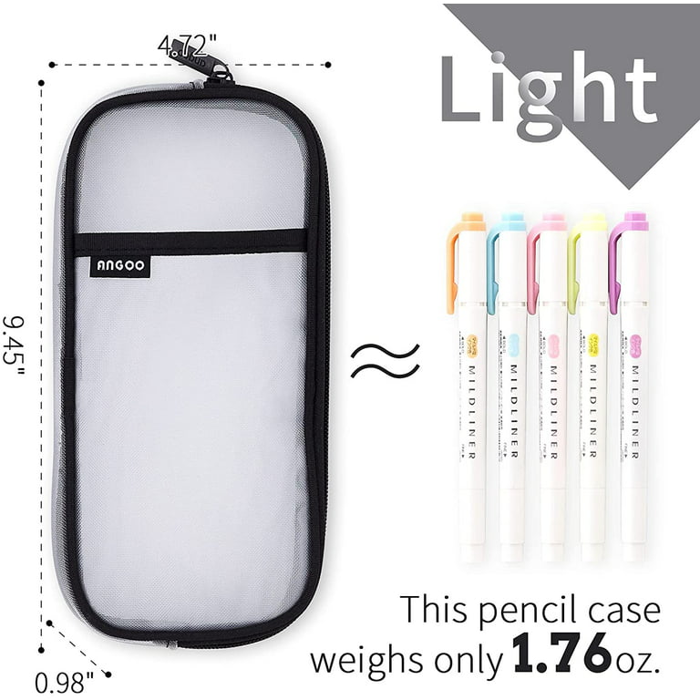 Atlas Light Weight Grid Mesh Pencil Pen Case With Zipper And Multi Function  Transparent Bag For Kids & Adults Birthday Gift - Purple 