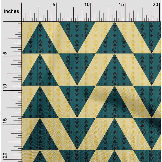 oneOone Viscose Chiffon Fabric Stripe|Diamond & Triangle Geometric Printed Craft Fabric BTY 42 Inch Wide