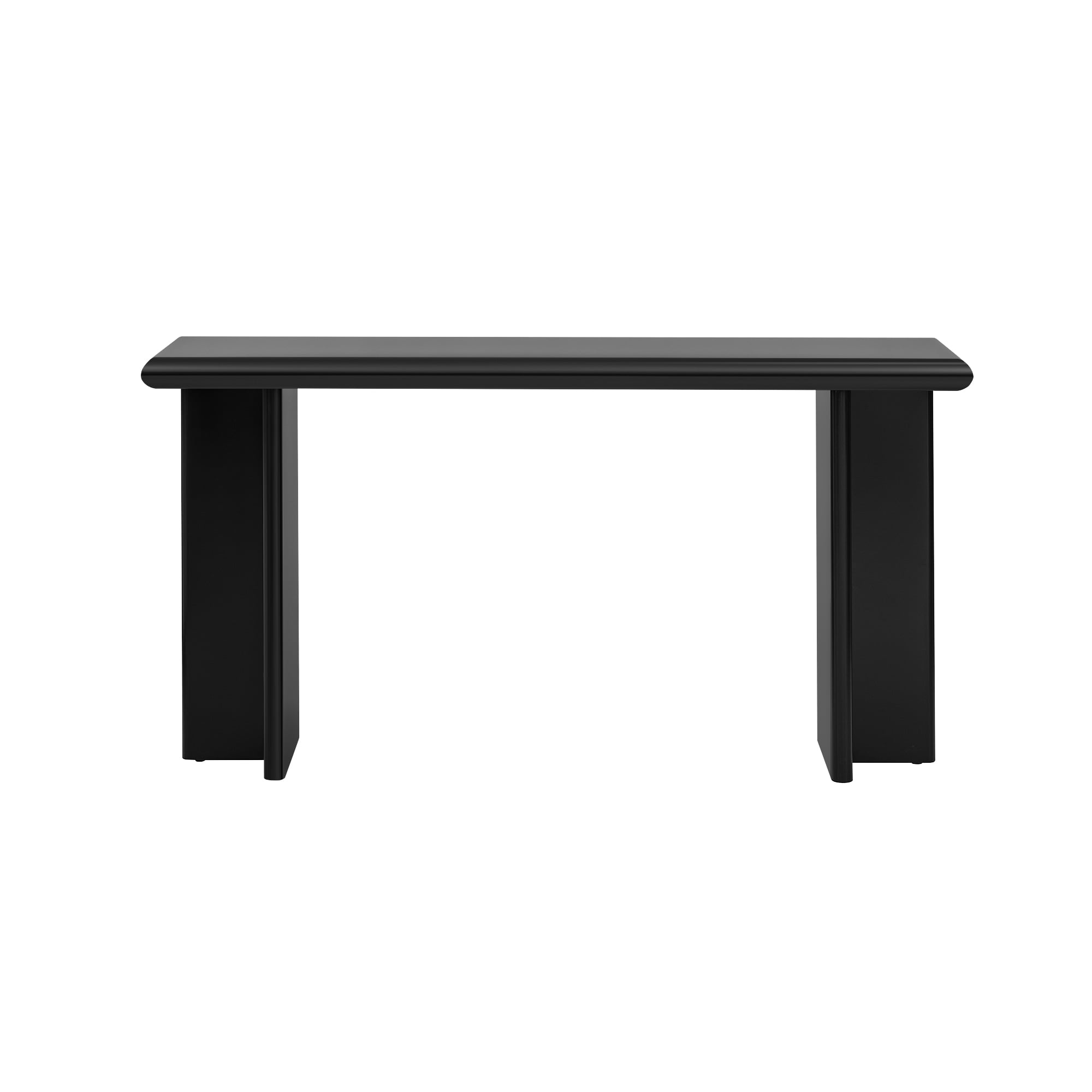 EUROCO 59" Long Console Table with L-Shaped Legs,Wood Sofa Table Behind Couch,Narrow Entryway Accent Table for Living Room, Hallway, Entrance, Foyer,Black