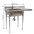 thumbnail image 2 of FETCOI Commercial Stainless Steel Kitchen Sink, 1 Compartment Free Standing Utility Sink with One Side Drainboard for Garage, Restaurant, Kitchen, Laundry Room, 2 of 12