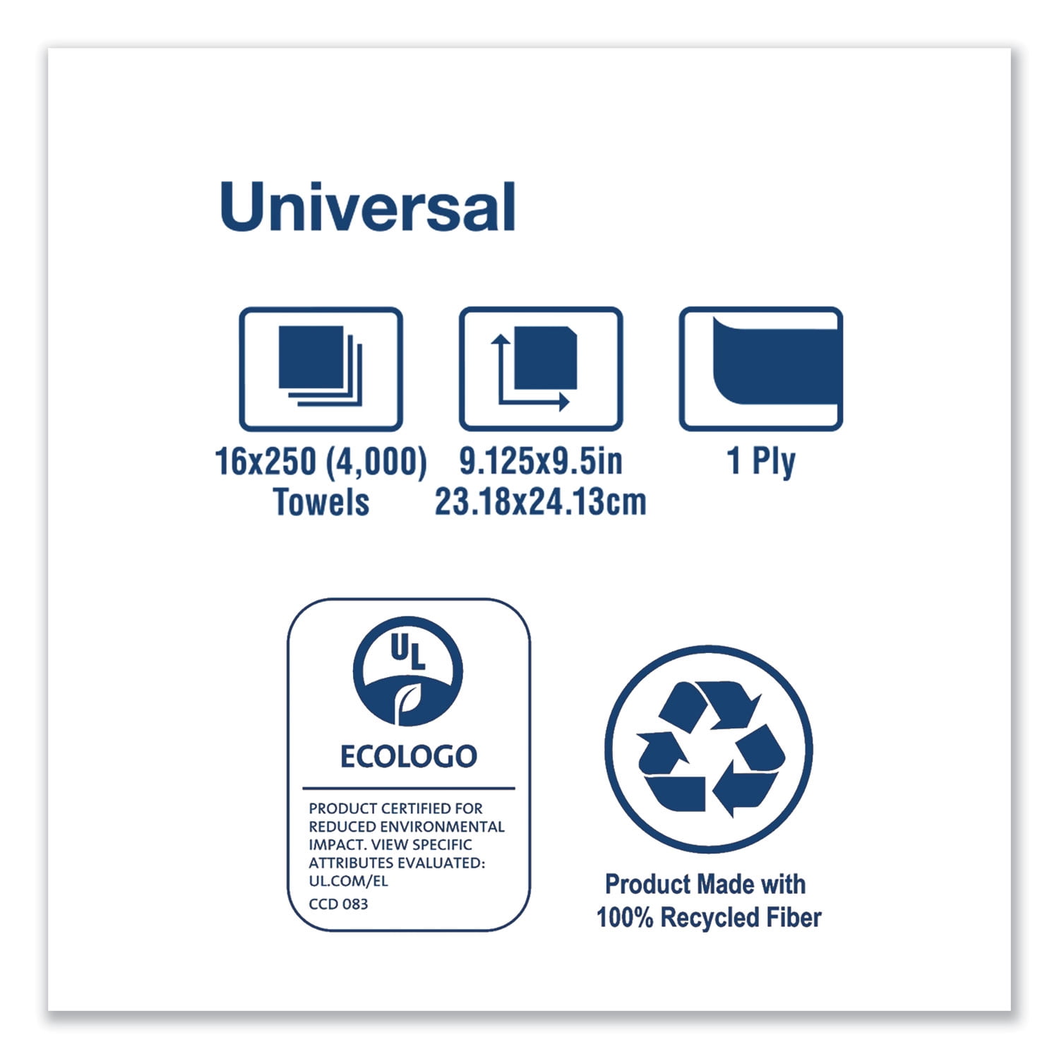 Tork Universal Multifold Hand Towel, 9.13 x 9.5, White, 250/Pack,16 Packs/Carton (MB540A)