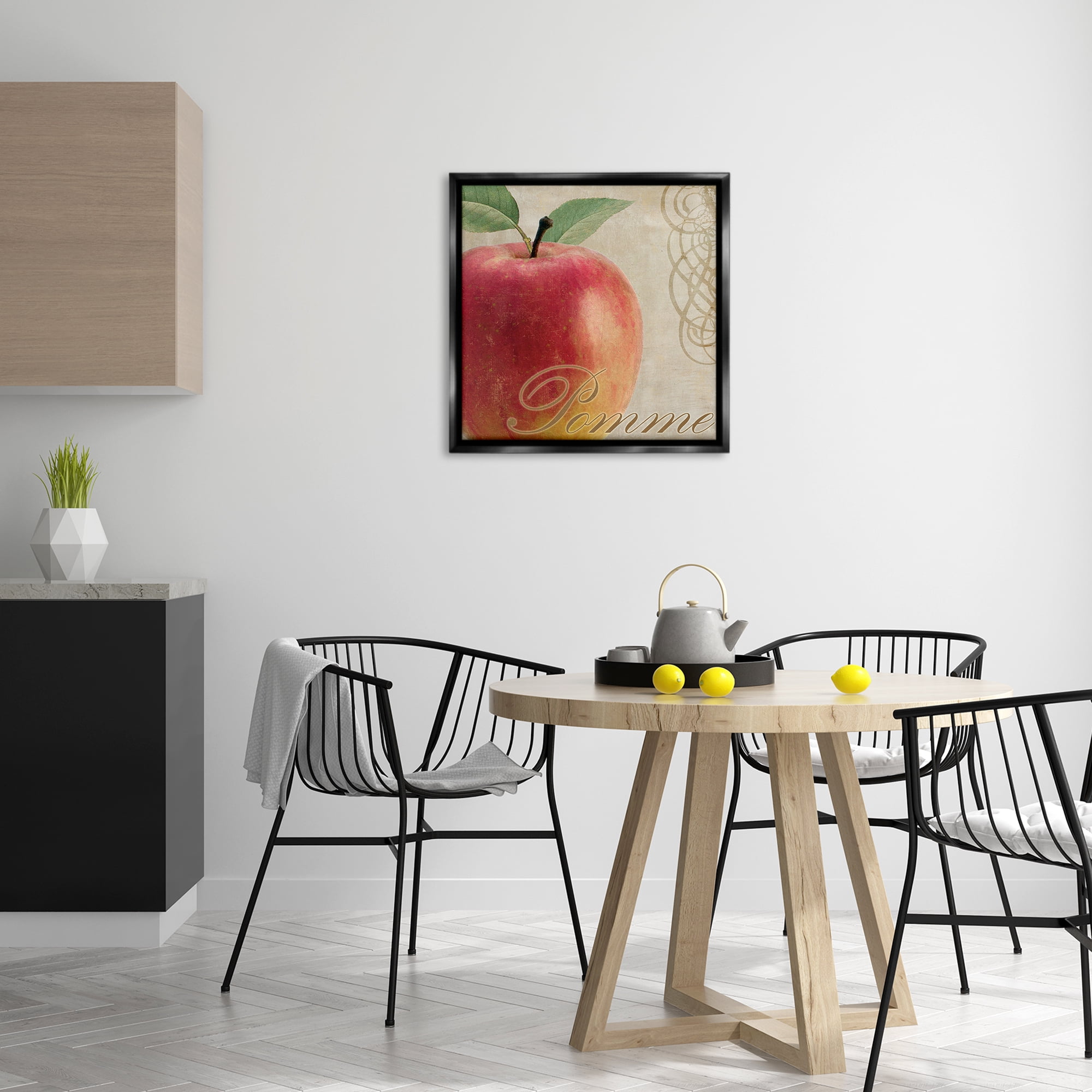 Stupell Industries Vintage French Apple Food & Beverage Painting Black Floater Framed Canvas Art Print Wall Art, 25 x 25
