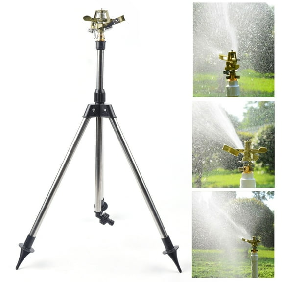 Lawn Impact Sprinkler on Tripod Base Stainless Steel Duty Farm Sprinkle Sturdy and Durable Suitable for Most Kinds of Garden Hoses.