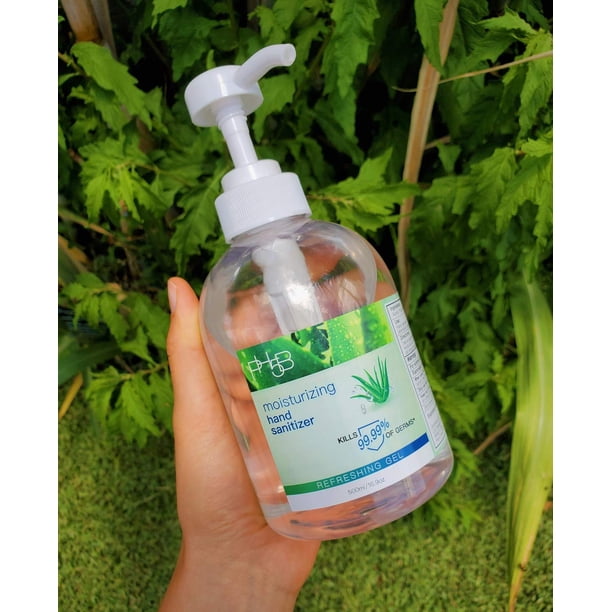 PH5B Moisturizing Hand Sanitizer with Aloe Vera Gel, and Vitamin E 16.9 oz  (500ml) Bottle with Pump, Pack of 2 - Walmart Business Supplies