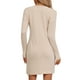 thumbnail image 3 of INSPIRE CHIC Ropa de descanso para mujeres, camisón de rayas de manga larga, vestido de cuello redondo con bolsillos, 2XL Beige, 3 of 6