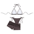 thumbnail image 5 of Women's Two Piece Swimsuits Polka Bikini Tankini Swimsuit With Beach Cover Up Skirt Summer Swimwear 2 Piece Bathing Suits S, 5 of 7