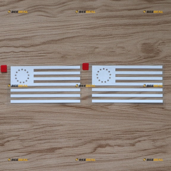 (2) 4" White Betsy Ross Flag Decal Sticker 1777-1795 US American Car Vinyl no bkgrd die Cut sda1