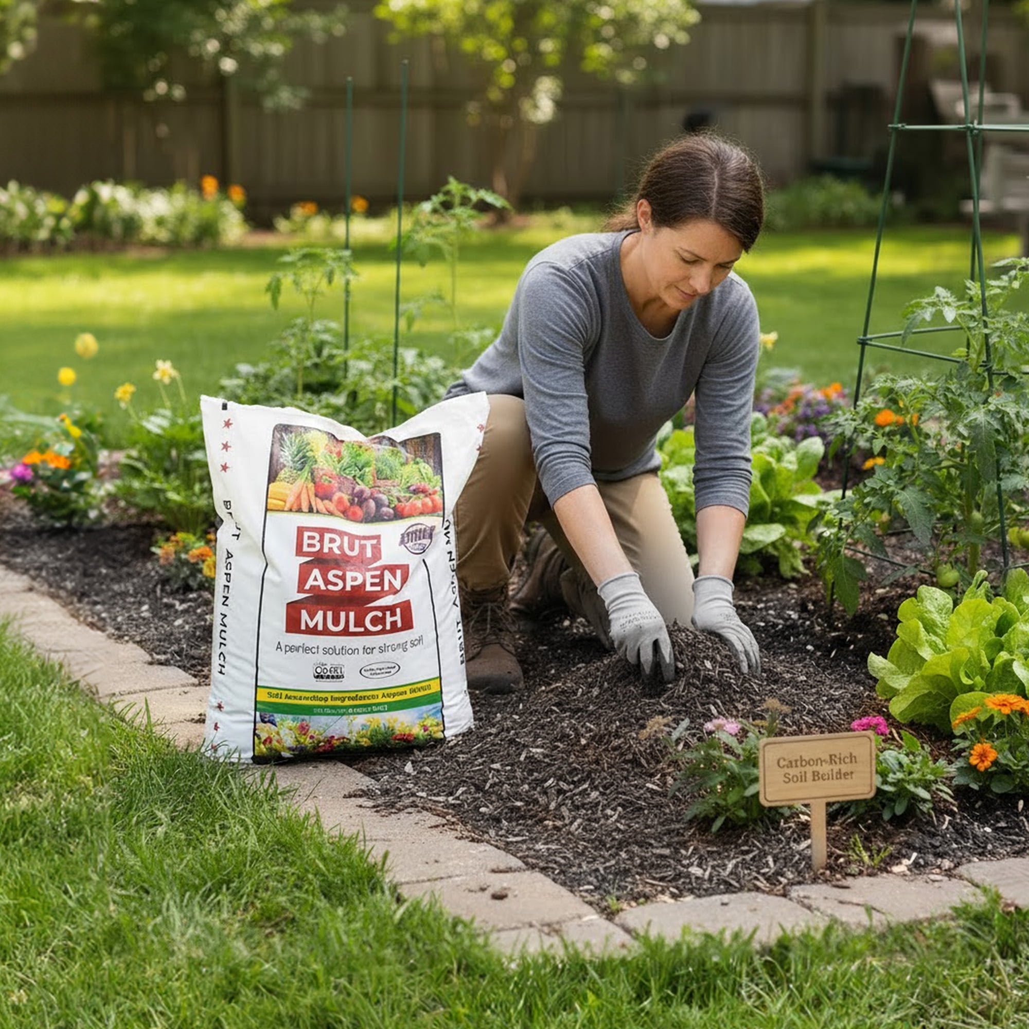 Brut Worm Farms Organic Aspen Mulch, High Water Retention for Gardens, 28 lbs.
