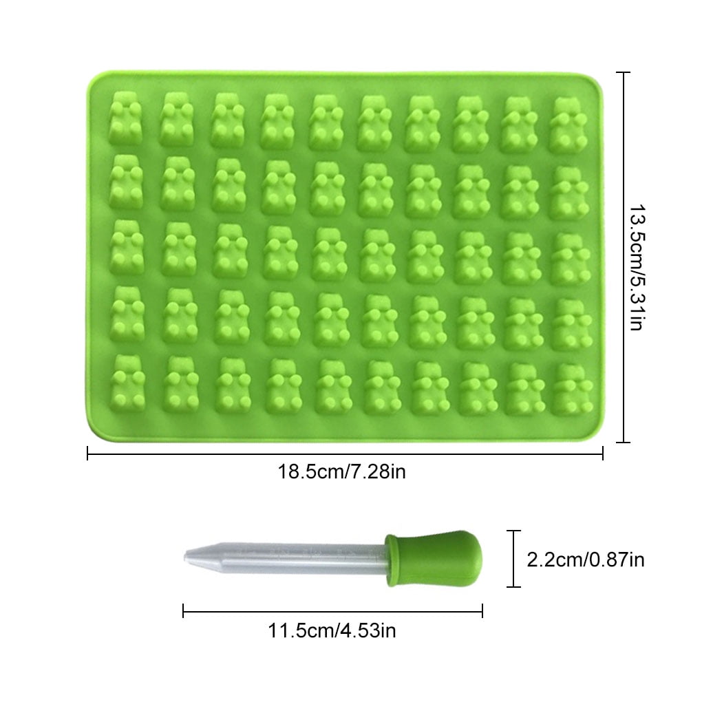 Gummy Bear Mold Mini Fruit Snack Molds for Edibles, 51 Pieces Include 3  Packs 150 Cavities Gummies Silicone Trays with 1 Plate, 3 Droppers, 3  Brush