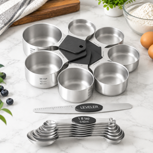 Magnetic Measuring Cups & Spoons Set Black Magnetic Measuring Spoons Set of 7 with Leveler