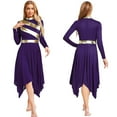 thumbnail image 5 of YiZYiF Women's Metallic Liturgical Praise Dance Dress Long Sleeve Asymmetrical Worship Tunic Dresses Purple XXL, 5 of 6