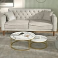 thumbnail image 3 of DEALTOPS Round Nesting Coffee Table, Set of 2 Modern Coffee Table with Faux Marble Top for Living Room, Apartment, Office - Gold, 3 of 7