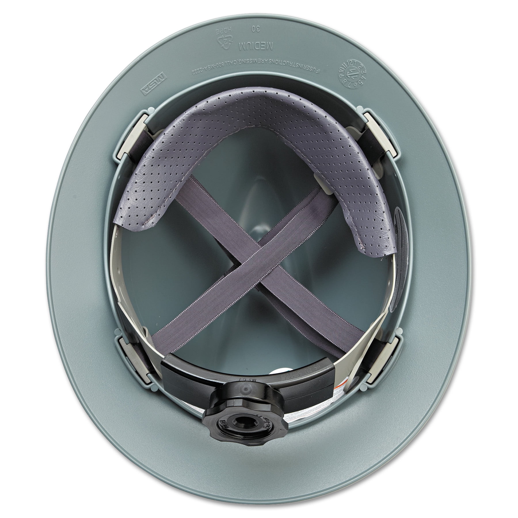 MSA 475367 V-Gard Full-Brim Hard Hat With Fas-Trac III Ratchet Suspension | Polyethylene Shell, Superior Impact Protection, Self Adjusting Crown Straps - Standard Size in Navy Gray