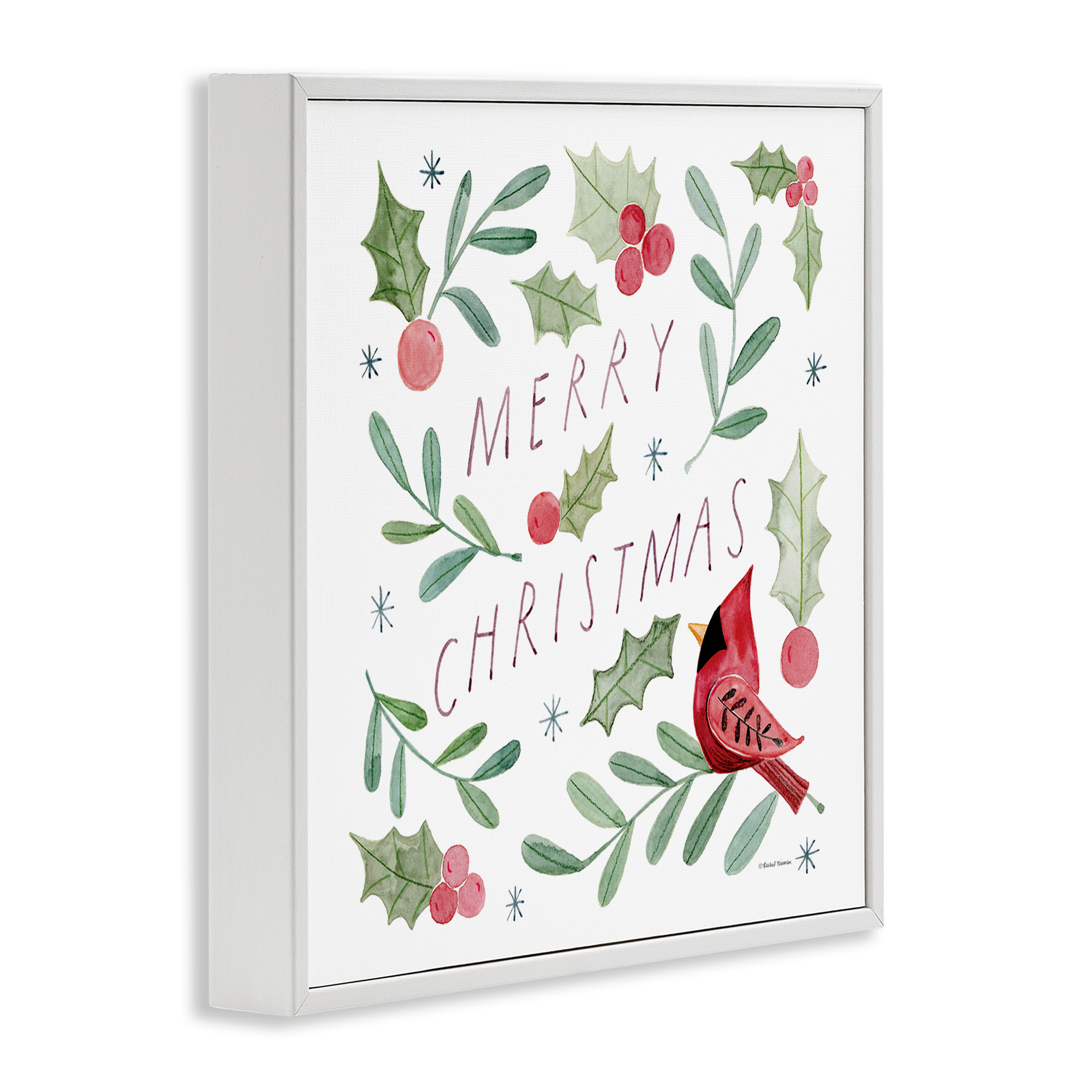 Stupell Industries Soft Whimsical Christmas Holiday Painting White Framed Art Prints Wall Art, 12 x 12
