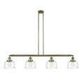 thumbnail image 2 of Innovations Lighting  Bell 4 Light 53" Stem Hung Island Light Antique Brass/Clear, 2 of 5