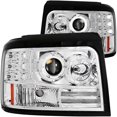 thumbnail image 1 of ANZO USA Headlight Assembly 111183 Halogen Bulb; Projector Beam With Halo; Clear/Amber Lens; Chrome Housing; Set Of 2, 1 of 3