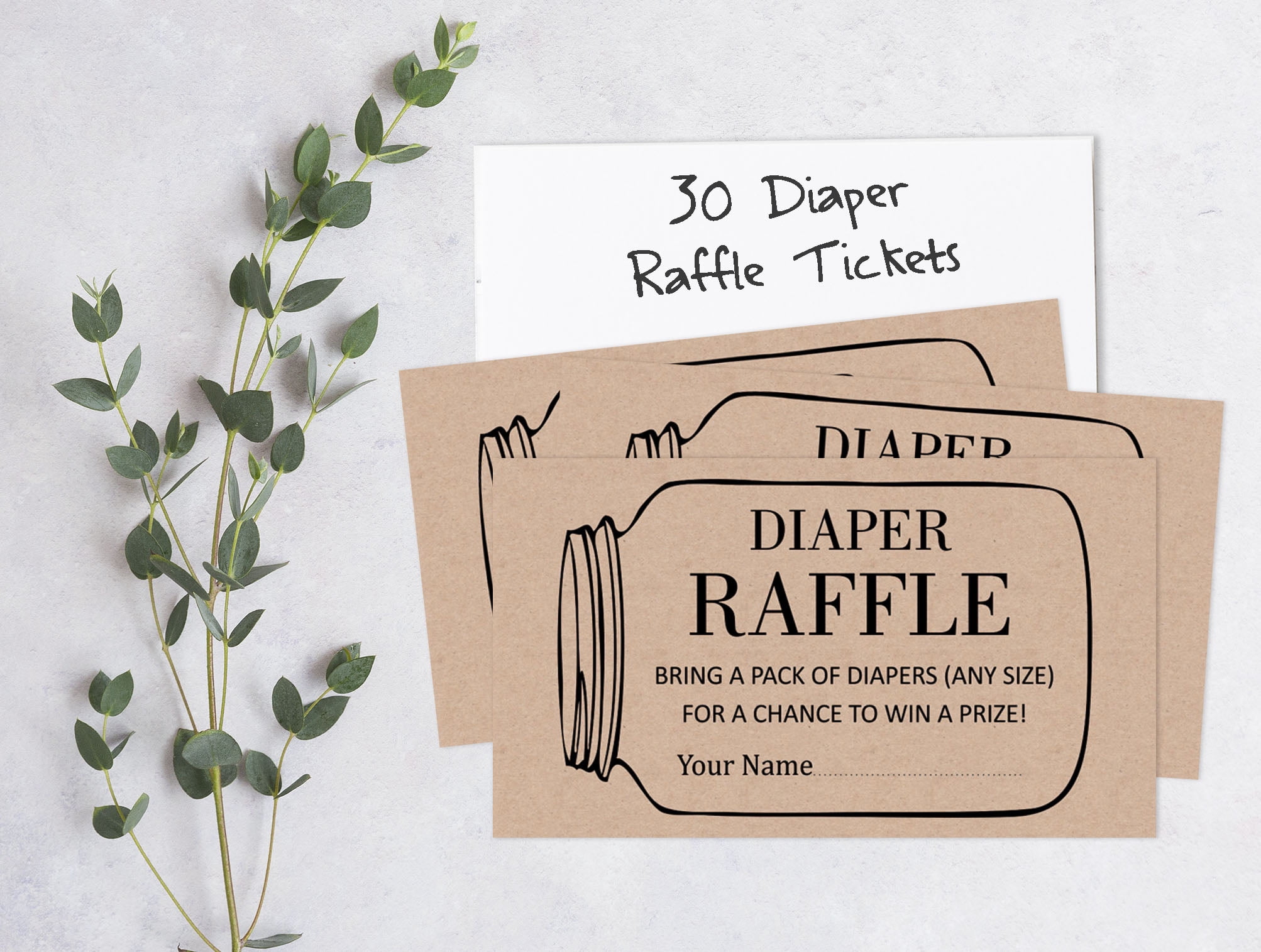 Inkdotpot Set Of 30Gender Neutral Rustic Baby Shower Invitations-Diaper Raffle Tickets And Baby Shower Book Request Cards Mason Jar Invites Its A Boy Its A Girl