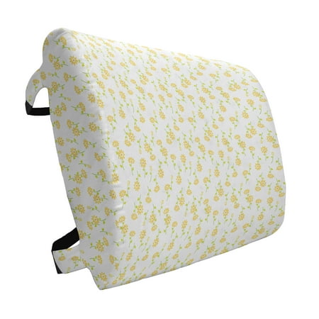 

Floral Lumbar Pillow Energetic Romantic Spring Blossoms Tulips Pattern Soft Back Cushion for Office Chairs with Adjustable Straps 14 x 13 Mustard Yellow Green by Ambesonne