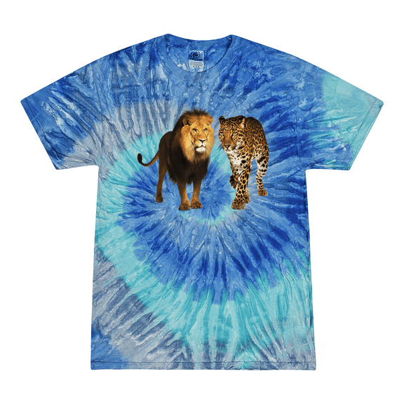 Wild Bobby, Wild African Lion and Cheetah Animal Lover Tie-Dye T-Shirt
