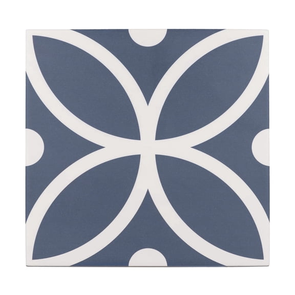 The Tile Life Circa 8" x 8" Bergen Azul Geometric Pattern Matte Porcelain Floor and Wall Tile, Case (25 Tiles)