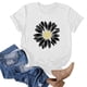 thumbnail image 3 of Gibobby Playera de Manga Corta con Cuello Redondo Camiseta de verano de girasol para mujer, blusa holgada de talla grande, camisetas casuales gráficas de manga corta(Blanco,G), 3 of 5