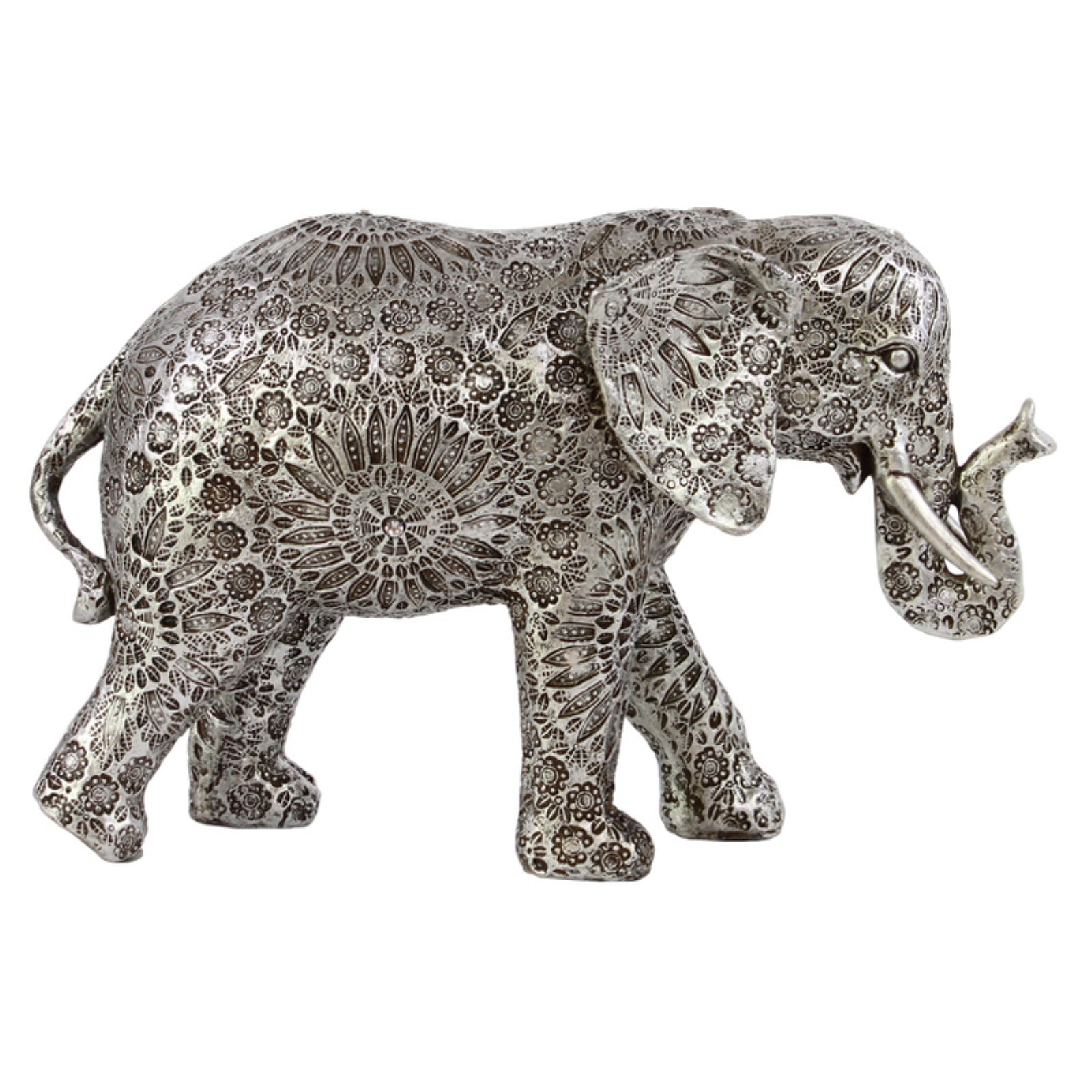 Urban Trends Resin Standing Elephant Figurine with Engraved Design 