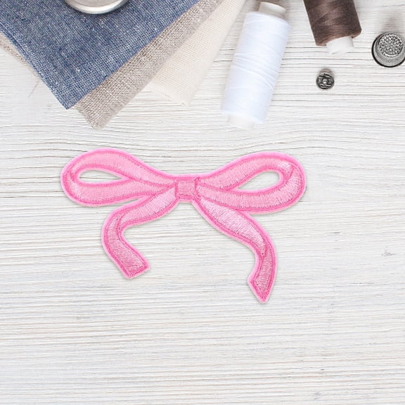 Masteelf  10 Pcs Bow Embroidery Patch Pink Patches Sew on Embroidered Jacket Baby