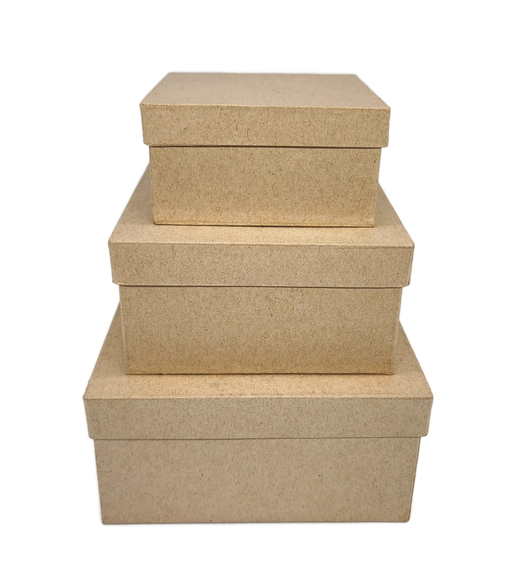 AllStellar Square Paper Mache Nesting Boxes Small Set of 3 Paper