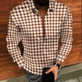 thumbnail image 4 of WAENQINLA Plaid Shirt Men Button Up Regular Fit Tops Long Sleeve Dressy Casual Golf Tees Winter Work Jackets Khaki XL, 4 of 8