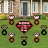 Big Dot of Happiness Flannel Fling Before the Ring - Yard Sign and Outdoor Lawn Decorations - Buffalo Plaid Bachelorette Party Yard Signs - Set of 8