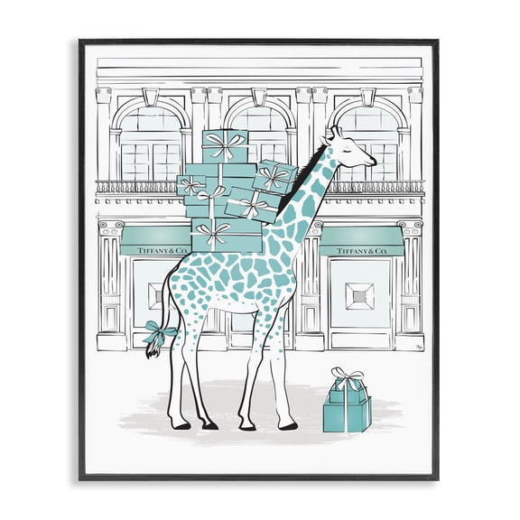 Stupell Industries Contemporary Giraffe at Glam Storefront Black Framed Giclee Art, 11 x 14, by Martina Pavlova
