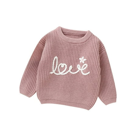 

8QIDA Sweaters for Girls 9-10 Autumn And Winter New Baby Cute Knitted Hand Crocheted Flower Pattern Top for Baby Girls Crew Neck Sweater 9-12 Months