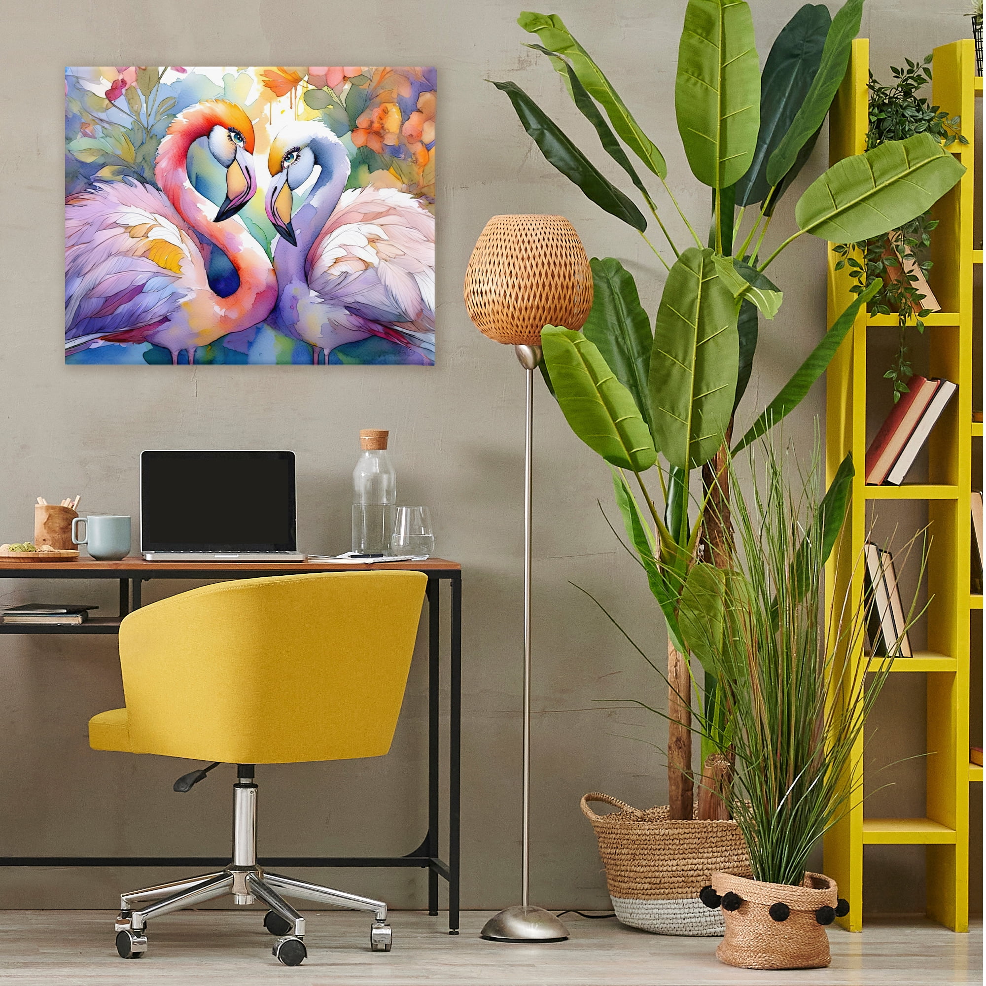Stupell Industries Flamingo Love Pair Canvas Wall Art, design by Shelly Craig