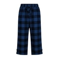 thumbnail image 6 of BUIGTTKLOP Womens Capris Drawstring Elastic High Waisted Capri Pants Plaid Cropped Pajamas Pants with Pockets, 6 of 6