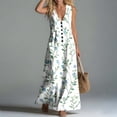 thumbnail image 5 of fheaev Womens Summer Maxi Dress Tank Sleeveless V Neck Button Down Casual Floral Loose Beach Vacation Sundress with Pockets Multicolor XL, 5 of 7