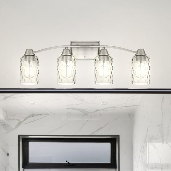 Luxury Classic Bath Light, Large Size: 9.00''H x 28.00''W, with Casual Style Elements, Brushed Nickel Finish, UQL4422 from the Ravensburg Collection by Urban Ambiance